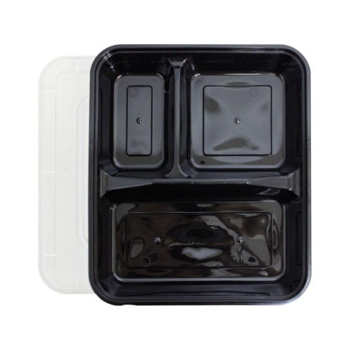 Bento Box 3 Compartment base & Lids - 1 Carton (150 sets) - Image 2