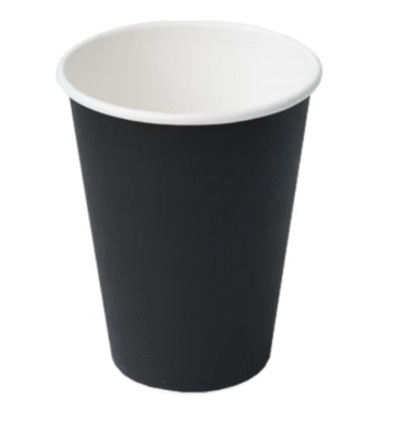 12oz Black Single Wall paper Coffee Cups - 1000pcs (Fits 90mm Lids)