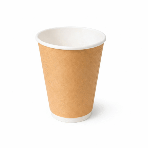 12oz Kraft Double Wall paper Coffee Cups – 500pcs (Fits 90mm Lids)