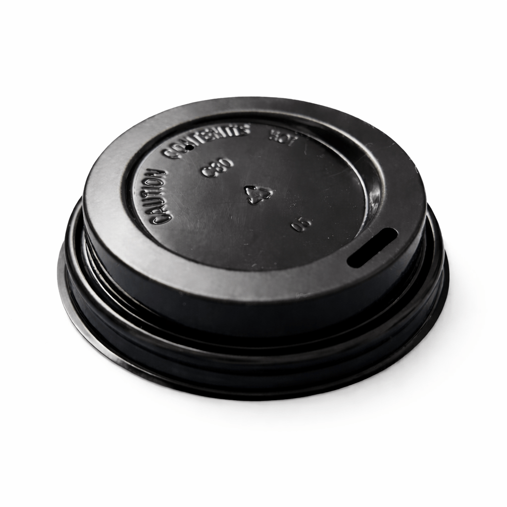 80mm Flat Coffee Cup Lid Black - 1000pcs