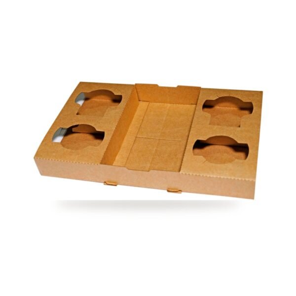 4 cup flat-pack cardboard coffee carry tray, breakable into 2+2, 100 per carton - wholesale cafe supplies Sydney, Glory Packaging