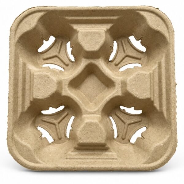 Four cup moulded pulp tray top view